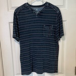 Men's Striped Navy Tommy Bahama Shirt with Pocket